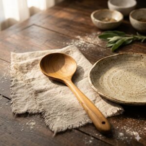 sendok nasi kayu bulat(round rice scoop)